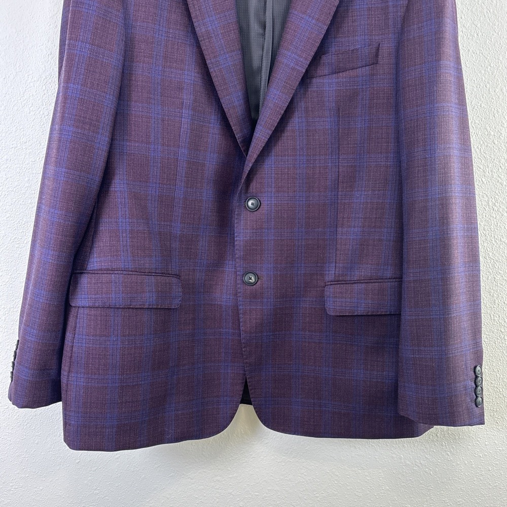 Emporio Armani G-Line Purple Check Wool Sport Coat Super 130's 56 EUR 46 US - Picture 2 of 16